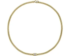 Fope Naszyjnik z żółtego i białego złota z brylantami - 43 cm - 0,10 ct - próba 750< Naszyjniki