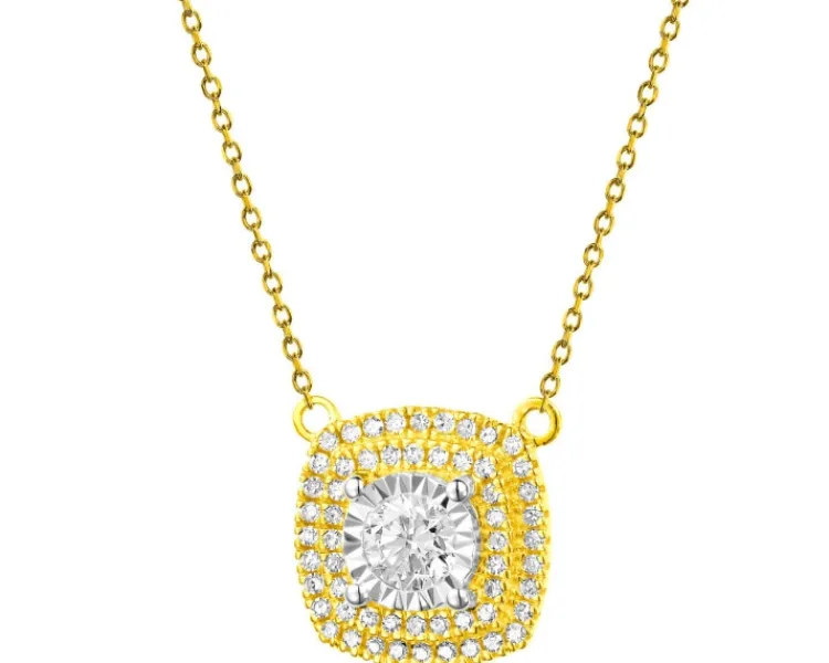 Outlet Apart Naszyjnik z żółtego i białego złota z diamentami - 0,23 ct - próba 585