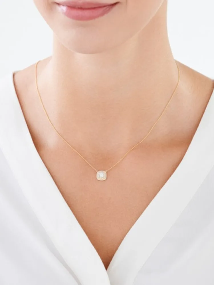 Outlet Apart Naszyjnik z żółtego i białego złota z diamentami - 0,23 ct - próba 585