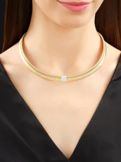 Apart Naszyjnik z żółtego i białego złota z brylantami - 43 cm - 0,29 ct - próba 750< Wszystkie