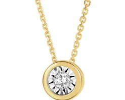 Sale Apart Naszyjnik z żółtego i białego złota z brylantem - 0,05 ct - próba 375