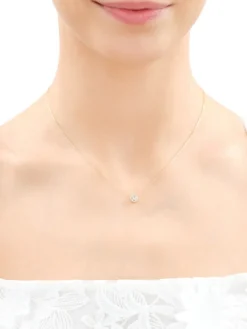 Sale Apart Naszyjnik z żółtego i białego złota z brylantem - 0,05 ct - próba 375