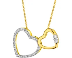 Sale Apart Naszyjnik z żółtego i białego złota z diamentami - serce - 0,10 ct - próba 585