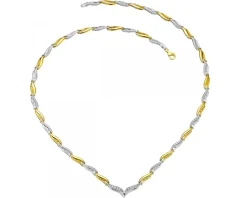 Apart Naszyjnik z żółtego i białego złota z diamentami - 50 cm, - 0,10 ct - próba 375< Naszyjniki