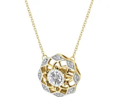 Apart Naszyjnik z żółtego i białego złota z diamentami - rozeta - 0,06 ct - próba 585< Wszystkie