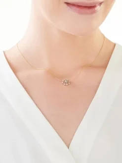 Apart Naszyjnik z żółtego i białego złota z diamentami - rozeta - 0,06 ct - próba 585< Wszystkie