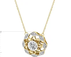 Apart Naszyjnik z żółtego i białego złota z diamentami - rozeta - 0,06 ct - próba 585< Wszystkie