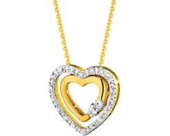 Apart Naszyjnik z żółtego i białego złota z diamentami - serce - 0,10 ct - próba 375