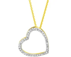 Apart Naszyjnik z żółtego i białego złota z diamentami - serce - 0,10 ct - próba 375