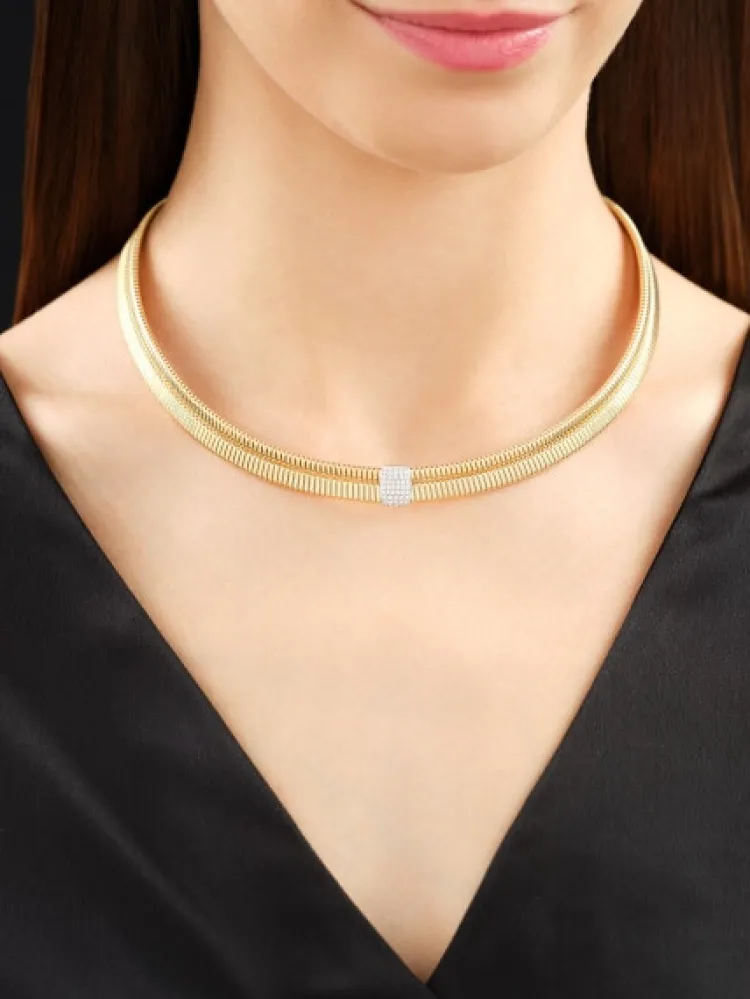 Online Apart Naszyjnik z żółtego i białego złota z brylantami - 45 cm - 0,29 ct - próba 750