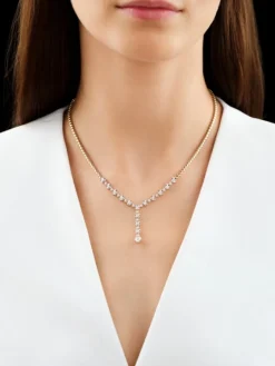 Hot Apart Naszyjnik z żółtego złota z brylantami - 43 cm - 1,05 ct - próba 585