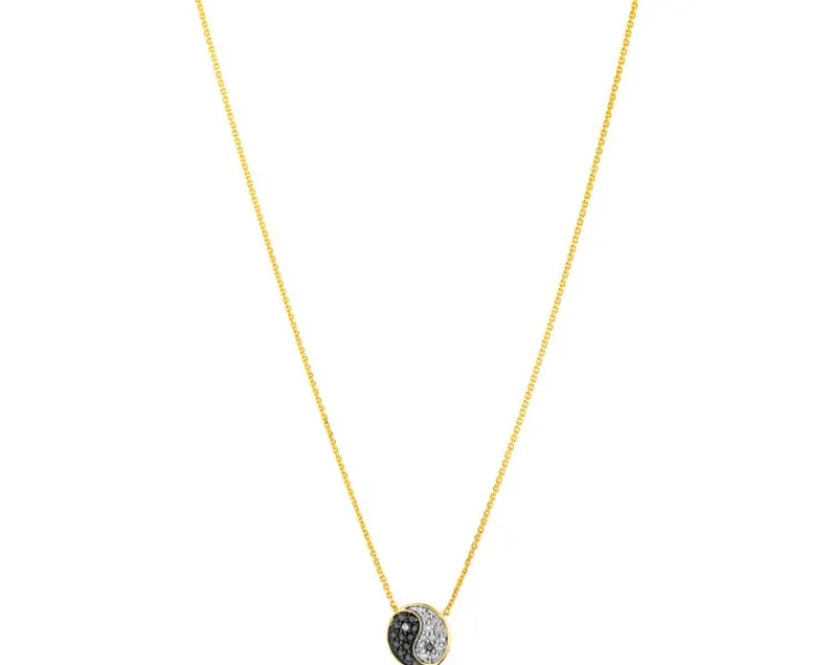 Hot Apart Naszyjnik z żółtego złota z brylantami - yin yang - 0,16 ct - próba 585