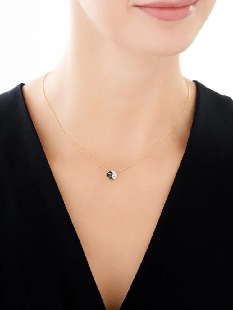Hot Apart Naszyjnik z żółtego złota z brylantami - yin yang - 0,16 ct - próba 585