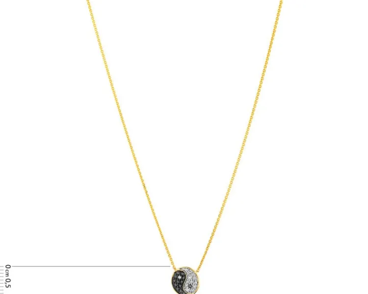 Hot Apart Naszyjnik z żółtego złota z brylantami - yin yang - 0,16 ct - próba 585