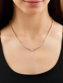 Hot Apart Naszyjnik z żółtego złota z brylantami - 45 cm - 0,47 ct - próba 585