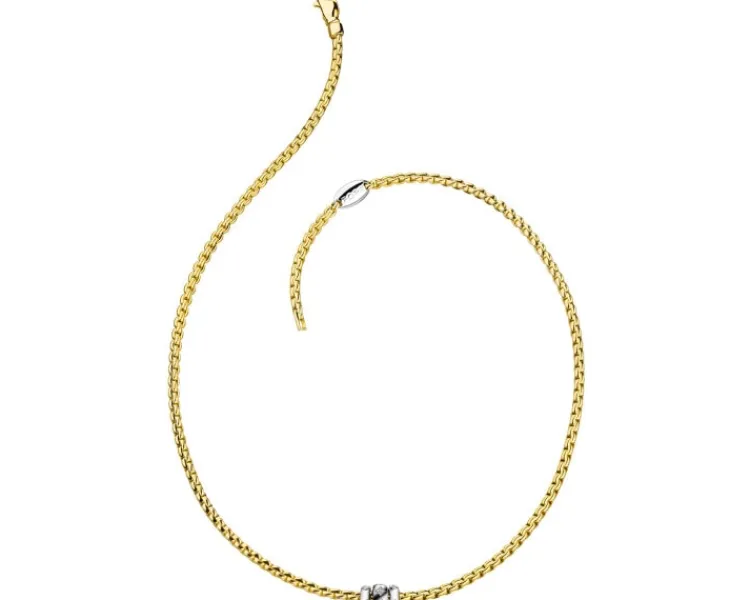 Clearance Fope Naszyjnik z żółtego złota z brylantami - 43 cm - 0,18 ct - próba 750