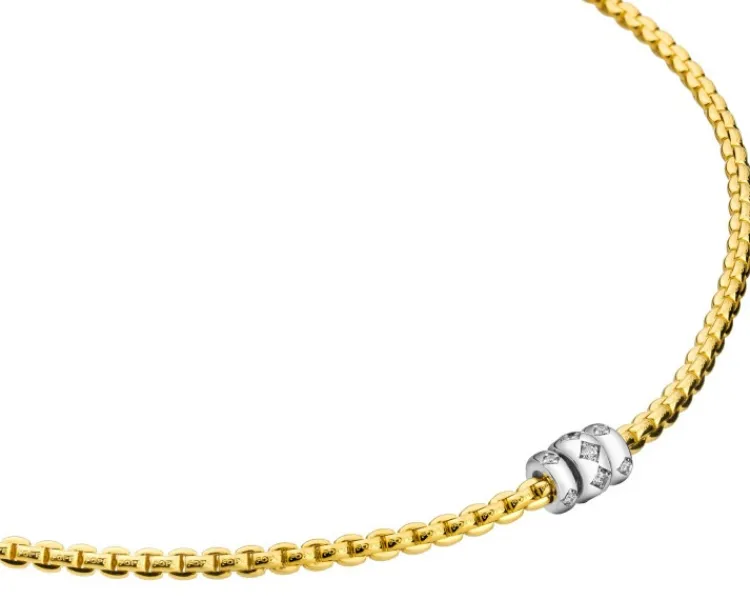Clearance Fope Naszyjnik z żółtego złota z brylantami - 43 cm - 0,18 ct - próba 750