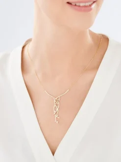 Apart Naszyjnik z żółtego złota z brylantami - 0,06 ct - próba 585< Naszyjniki
