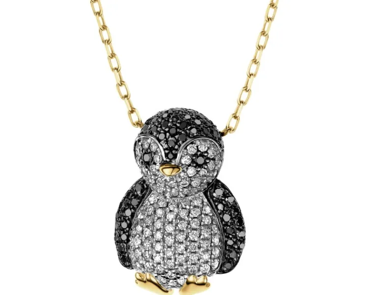 Discount Apart Naszyjnik z żółtego złota z brylantami - pingwin - 0,48 ct - próba 585