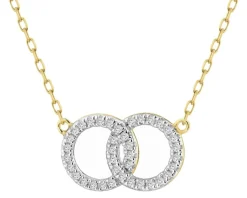 Outlet Apart Naszyjnik z żółtego złota z diamentami - koła - 0,09 ct - próba 585