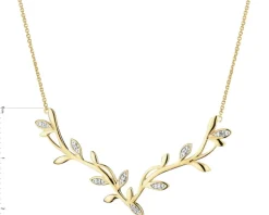 Hot Apart Naszyjnik z żółtego złota z diamentami - liście - 0,02 ct - próba 375