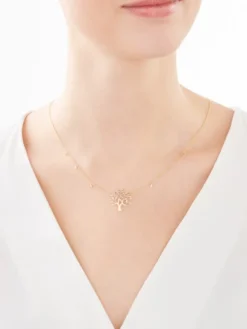 Apart Naszyjnik z żółtego złota z diamentami - drzewko - 0,01 ct - próba 585< Naszyjniki
