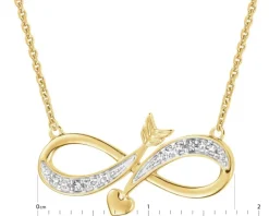 Hot Apart Naszyjnik z żółtego złota z diamentami - nieskończoność, serce - 0,008 ct - próba 375