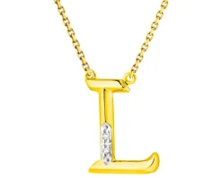 Hot Apart Naszyjnik z żółtego złota z diamentami - litera L - 0,006 ct - próba 375