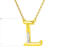 Hot Apart Naszyjnik z żółtego złota z diamentami - litera L - 0,006 ct - próba 375