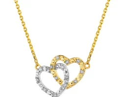 Apart Naszyjnik z żółtego złota z diamentami - serca - 0,04 ct - próba 375< Naszyjniki