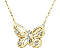 Apart Naszyjnik z żółtego złota z diamentami - motyl - 0,03 ct - próba 375< Naszyjniki