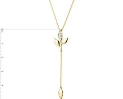 Outlet Apart Naszyjnik z żółtego złota z diamentem - liście - 0,004 ct - próba 375