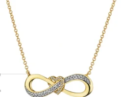 Clearance Apart Naszyjnik z żółtego złota z diamentami - serce, nieskończoność - 0,05 ct - próba 585