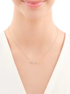 Clearance Apart Naszyjnik z żółtego złota z diamentami - serce, nieskończoność - 0,05 ct - próba 585