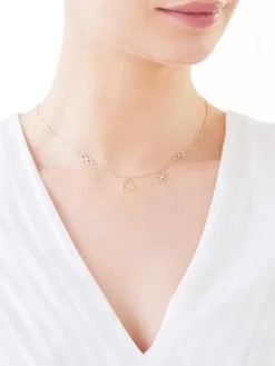 Apart Naszyjnik z żółtego złota z diamentami - serce, nieskończoność, koniczyna - 0,01 ct - próba 375< Naszyjniki