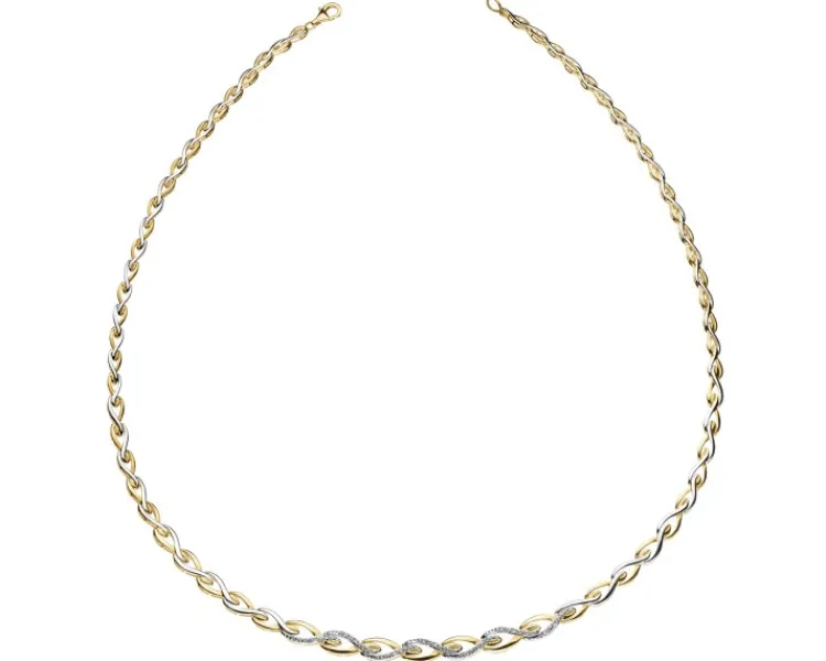 Sale Apart Naszyjnik z żółtego złota z diamentami - 0,10 ct - próba 585