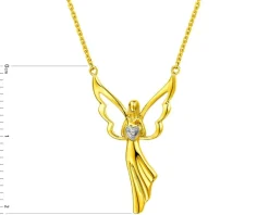 Online Apart Naszyjnik z żółtego złota z diamentem - aniołek, serce - 0,003 ct - próba 375