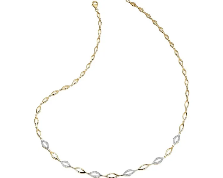 Hot Apart Naszyjnik z żółtego złota z diamentami - 45 cm, - 0,10 ct - próba 585