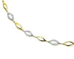 Hot Apart Naszyjnik z żółtego złota z diamentami - 45 cm, - 0,10 ct - próba 585