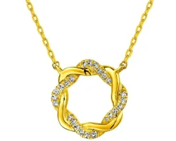 Clearance Apart Naszyjnik z żółtego złota z diamentami - 0,07 ct - próba 375