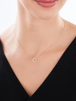 Clearance Apart Naszyjnik z żółtego złota z diamentami - 0,07 ct - próba 375