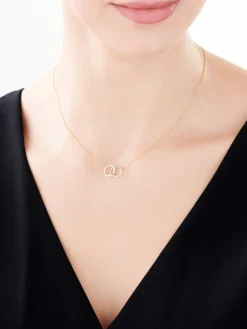 Clearance Apart Naszyjnik z żółtego złota z diamentami - koła - 0,10 ct - próba 585
