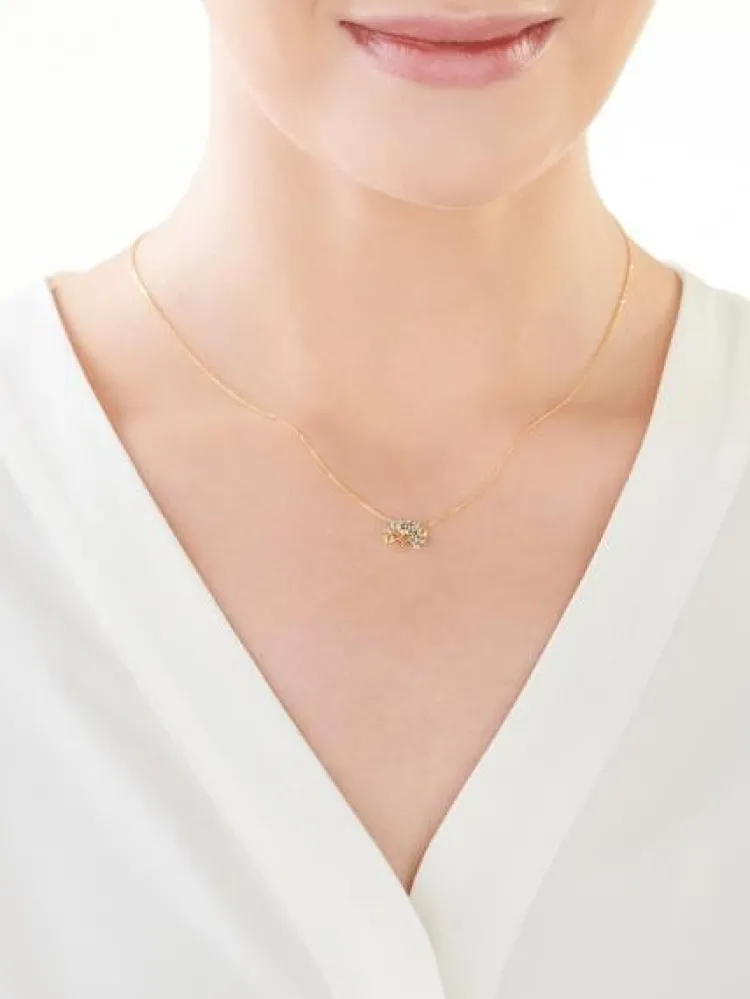 Sale Apart Naszyjnik z żółtego złota z diamentami, peridotami i topazami - drzewko - próba 375