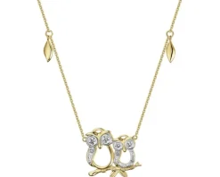 Outlet Apart Naszyjnik z żółtego złota z diamentami - sowy - 0,02 ct - próba 375