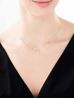 Outlet Apart Naszyjnik z żółtego złota z diamentami - sowy - 0,02 ct - próba 375