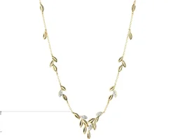Apart Naszyjnik z żółtego złota z diamentami - liście - 0,05 ct - próba 585< Naszyjniki