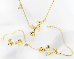 Discount Apart Naszyjnik z żółtego złota z diamentem - kwiat, róża, serce - 0,005 ct - próba 585