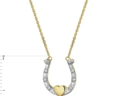 Outlet Apart Naszyjnik z żółtego złota z diamentami - podkowa, serce - 0,03 ct - próba 375