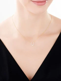 Outlet Apart Naszyjnik z żółtego złota z diamentami - podkowa, serce - 0,03 ct - próba 375