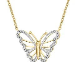 Hot Apart Naszyjnik z żółtego złota z diamentami - motyl - 0,05 ct - próba 375